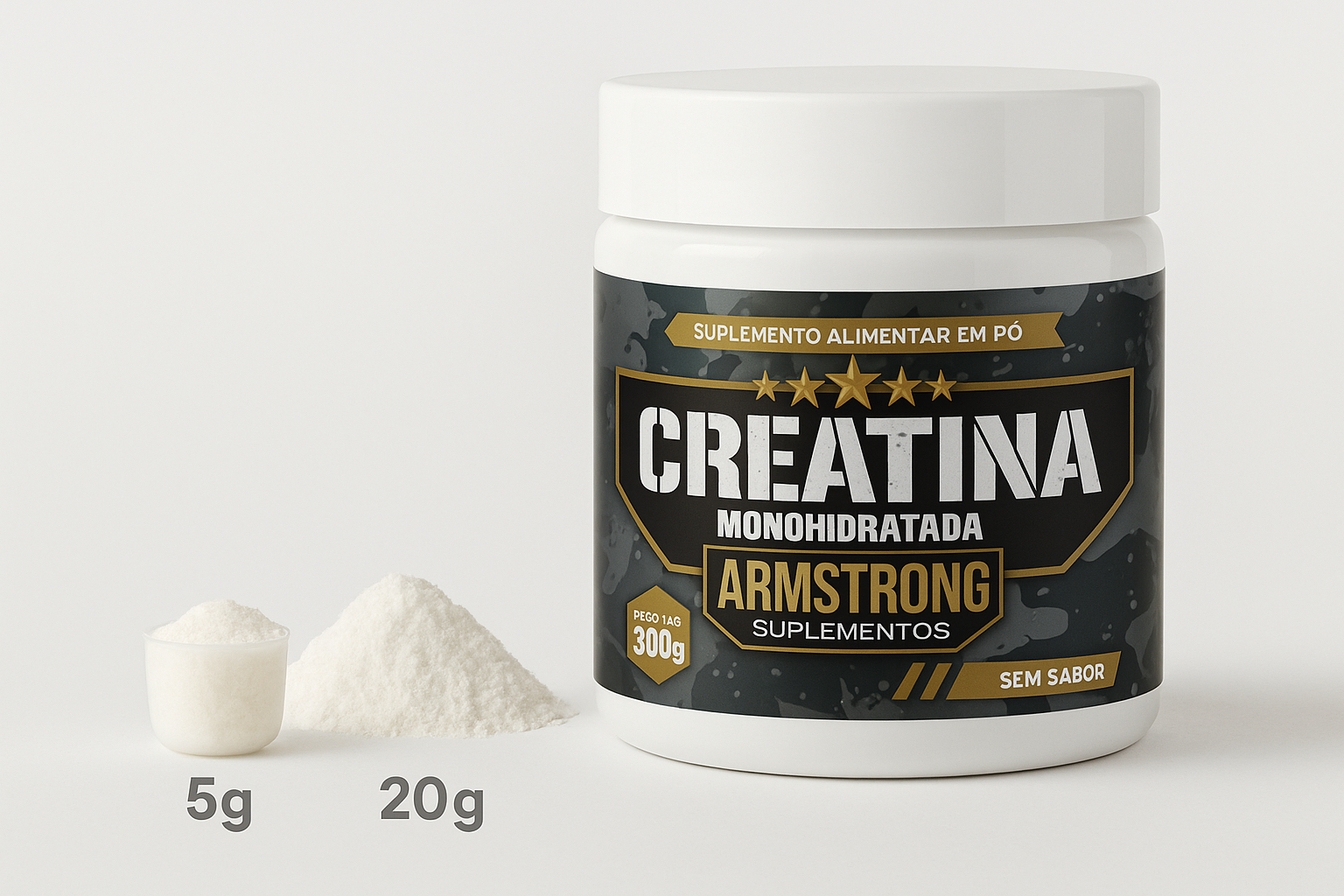 Creatina fase de carga - comparação 5g vs 20g com pote Armstrong Suplementos