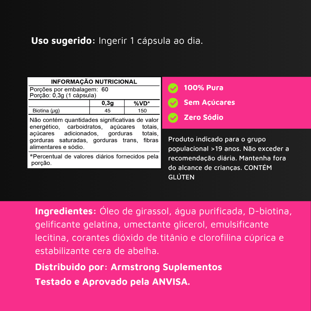 Biotina Armstrong – Armstrong Suplementos (60 Cápsulas)