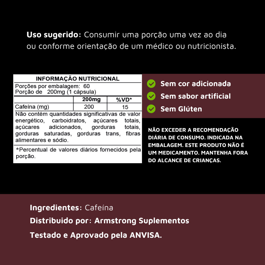 Cafeína Armstrong – 200mg (60 Cápsulas)