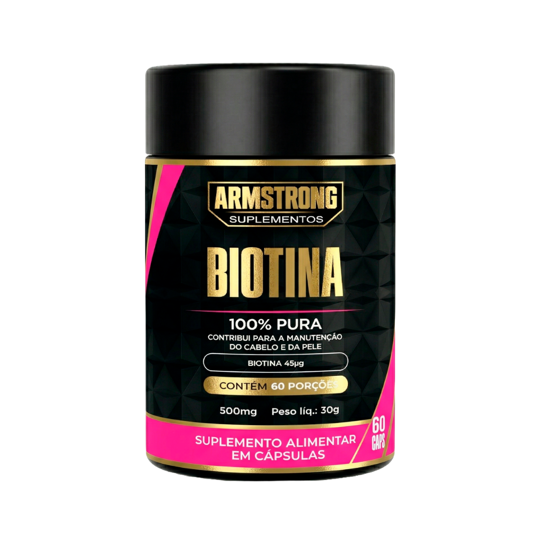 Biotina Vitamina B7 para Cabelo e Pele 45mcg - 60 Cápsulas Armstrong Suplementos