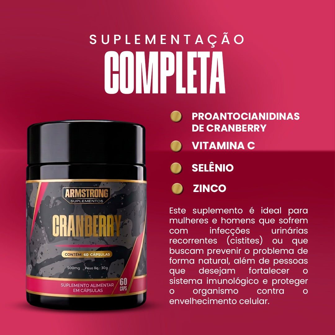 Cranberry Armstrong - Suplementação completa com Proantocianidinas, Vitamina C, Selênio e Zinco