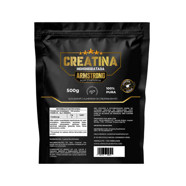 Creatina Monohidratada Armstrong Suplementos – 100% Pura (500g)