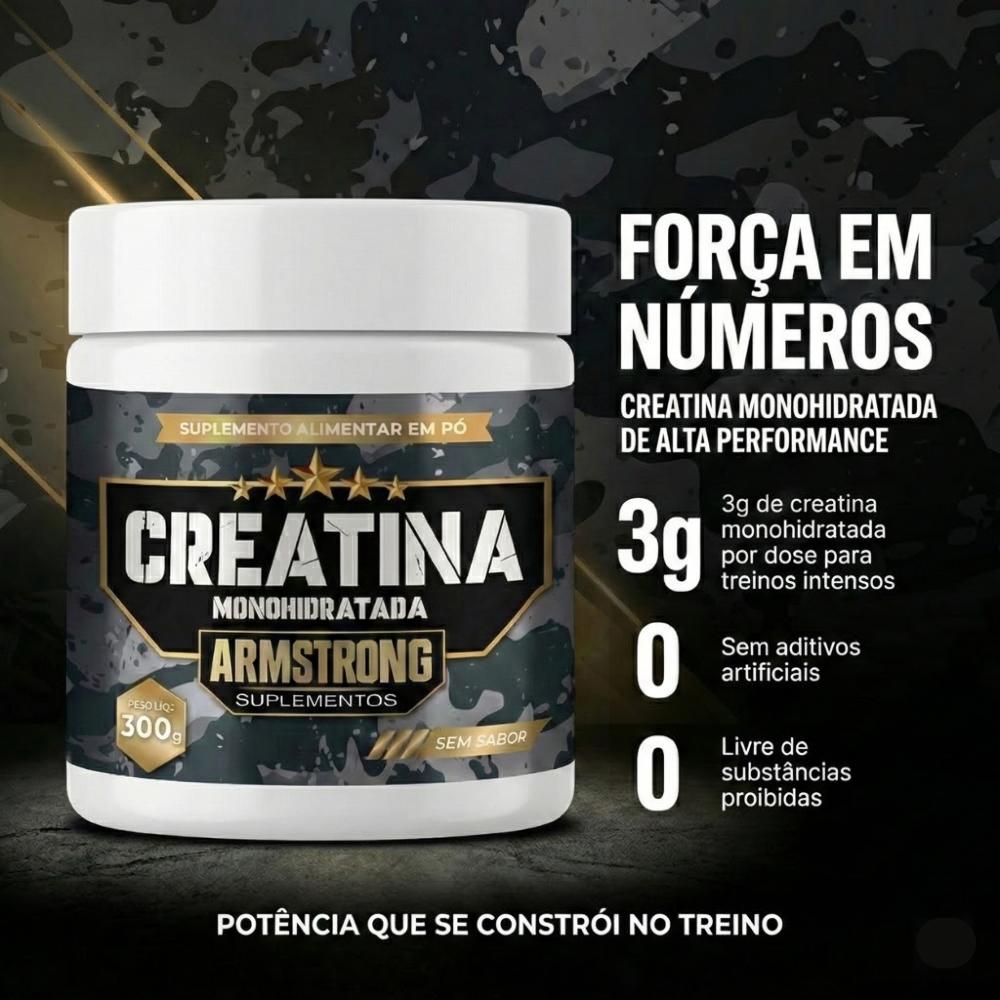 Creatina Monohidratada Armstrong Suplementos – 100% Pura (300g)