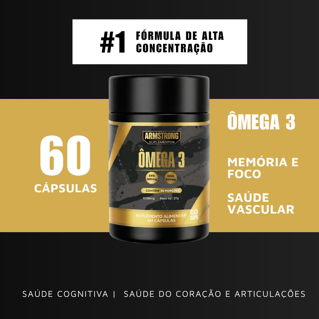 Ômega 3 Alta Concentração 360 EPA 240 DHA - 60 Cápsulas Armstrong