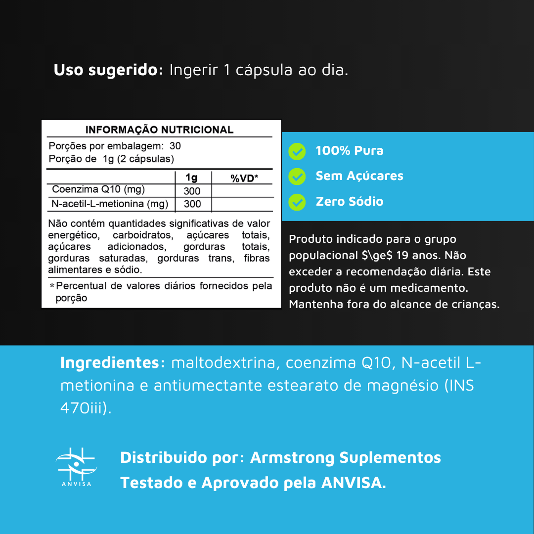 NAC N-Acetil L-Cisteína 400mg Armstrong Suplementos – 60 Cápsulas