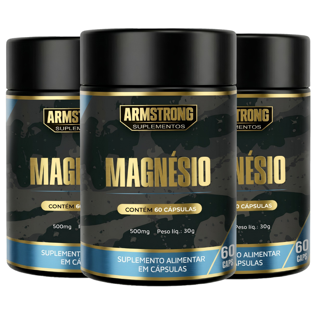 Kit 03 Magnésio Triplo Armstrong – Bisglicinato, Dimalato e Óxido