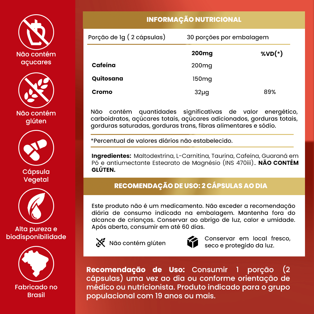 Termogênico Armstrong – Cafeína, L-Carnitina e Taurina (60 Cápsulas)
