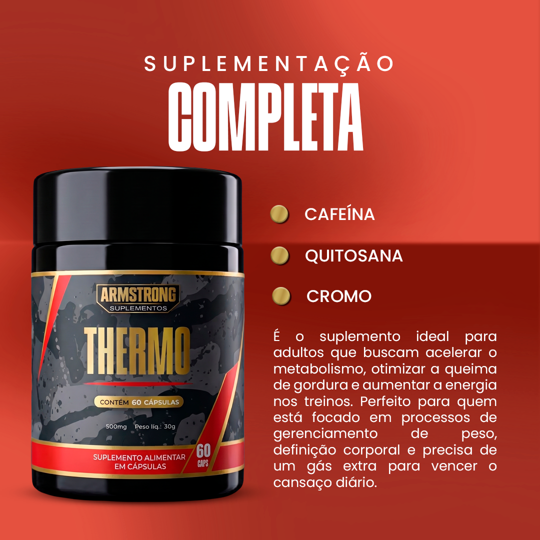 Termogênico Armstrong – Cafeína, L-Carnitina e Taurina (60 Cápsulas)