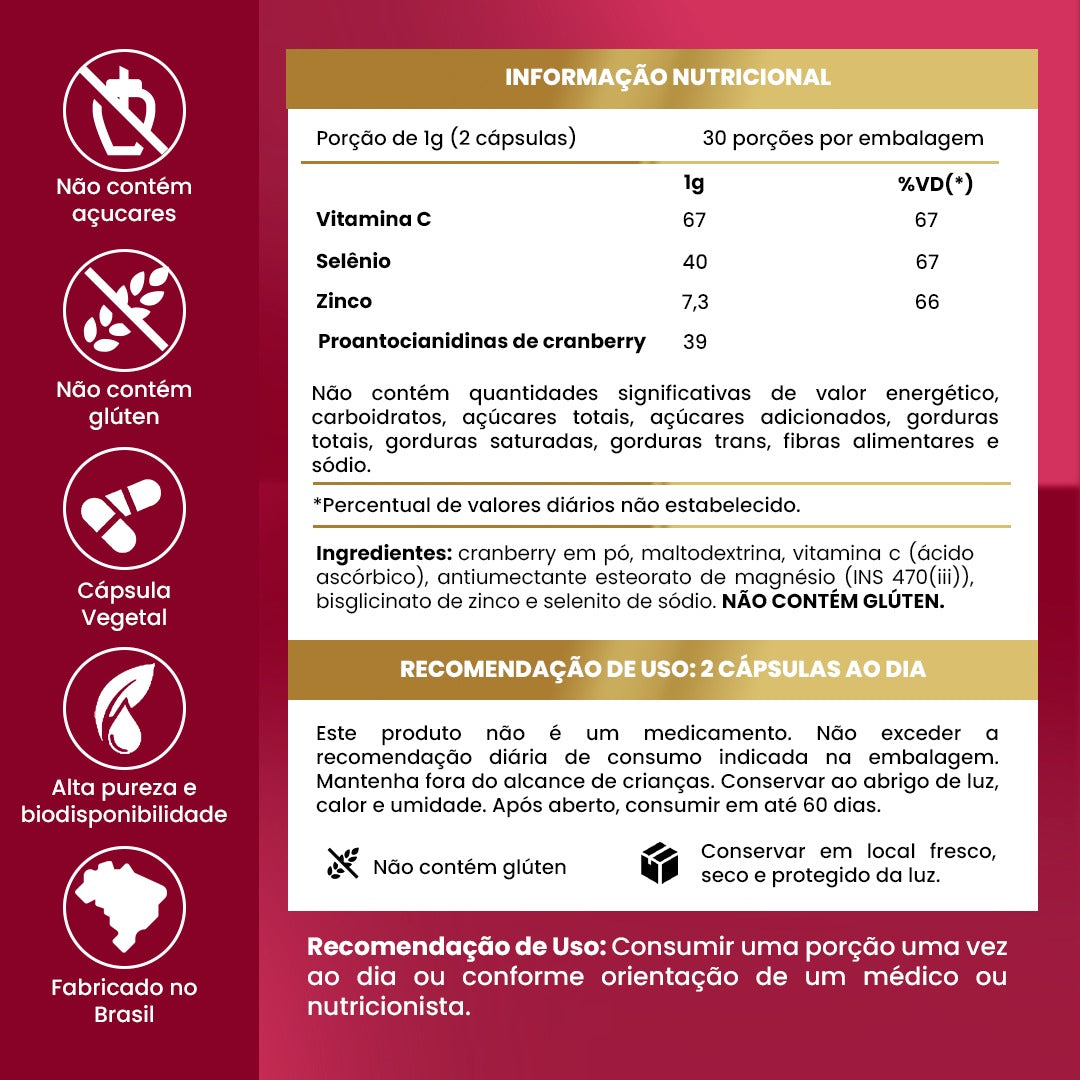 Cranberry Armstrong - Informação nutricional